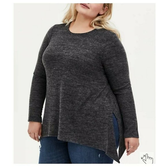 Torrid Womens Tee Super Soft Plush Lattice Back Black/Gray Size 3X - Picture 3 of 8